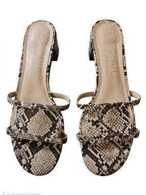 Coconuts by Matisse Snake-Print Dual Strap Slide Mules in Beige and Black